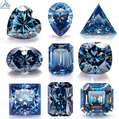 #ad Blue Color Moissanite Loose Stone Multiple Shapes Brilliant Cut Gems For Jewwlry $179.99