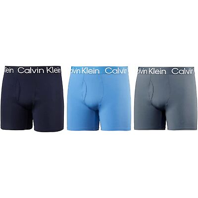 #ad Calvin Klein Mens 3 Pack Micro Rib Boxer Brief XL Shoreline Light Blue GreyXL $20.99