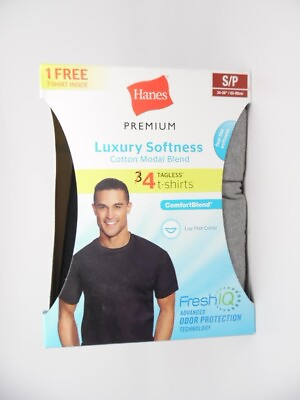 #ad Hanes 4 Pk Men#x27;s Premium Cotton Modal Crew Tee Undershirt Tagless Assorted $11.99