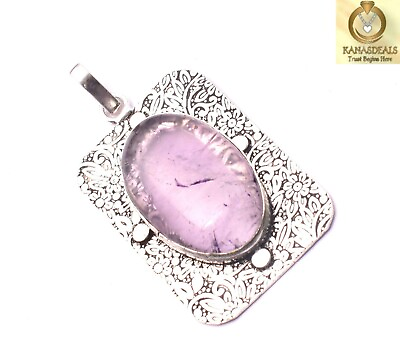 #ad Natural Amethyst Gemstone Indian Jewelry Unknown Silver Plated Pendant For Girls $5.99