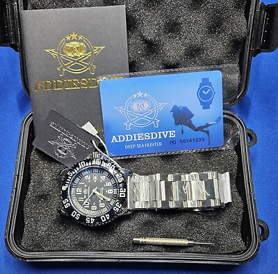 #ad Addiesdive 44MM Luminox Style Steel Silver Watch W Hardcase Free Shipping USA $56.00