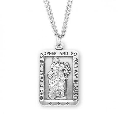 #ad Classic Saint Christopher Square Sterling Silver Medal Size 1.1in x 0.7in $109.99