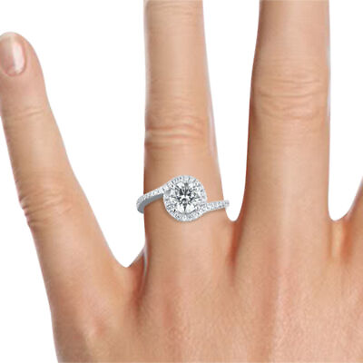 #ad D VS1 Round Cut Diamond Engagement Ring 1.25 CT 14K White Gold Beautiful $1768.00