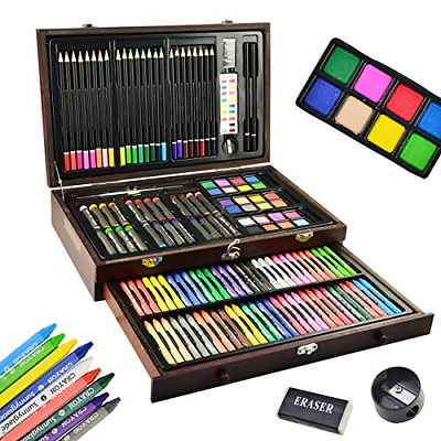 #ad Sunnyglade 145 Piece Deluxe Art Set Wooden Art Box amp; Drawing Kit with Crayons $36.65