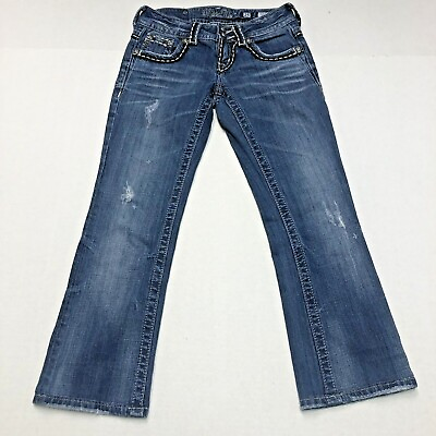 #ad Miss Me Jeans JP5142 Womens Size 25x 24 Bling Skinny Medium Dark Wash $14.99