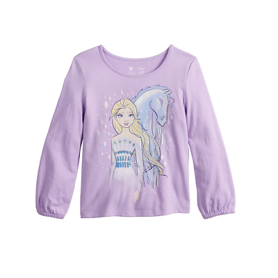 Disney#x27;s Frozen Girls Cinched Sleeve Sequined Top Elsa Size 8 $12.79