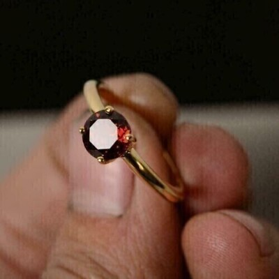 #ad 2CtRound Cut Lab Created Red Garnet Women Engagement Ring Yellow 14K Gold Plated $90.99