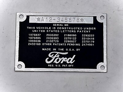 #ad Stamped Ford data plate $39.99