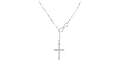 Solid 925 Sterling Silver Infinity Cross Necklace For Women Made In Italy 18quot; $13.99