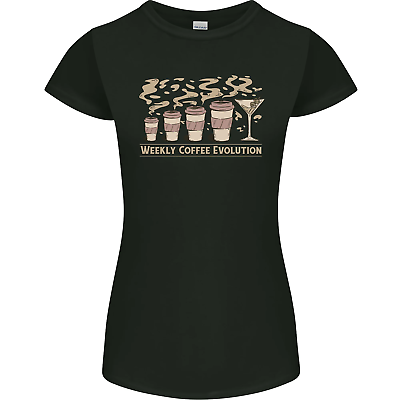 #ad Funny Weekly Coffee to Alcohol Evolution Wine Womens Petite Cut T Shirt GBP 8.99