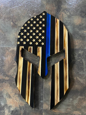 #ad Thin blue line Spartan helmet back the blue gift flag wall usa wall hanging $111.25
