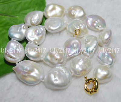 #ad Huge 18quot; 18 22mm AAA Natural real south sea baroque white pearl necklaces $35.90