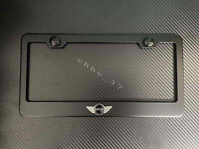 #ad 1x silver black MINI 3D Emblem BLACK Stainless License Plate Frame RUST FREE $23.74