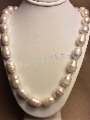 #ad #ad REAL NATURAL 10 12MM WHITE SOUTH SEA FRESHWATER CULTURED BAROQUE PEARL NECKLACES $56.69