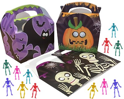 #ad 12 Halloween Spooky Spells Trick Or Treat Fun Party Gift Food Boxes amp; SKELETONS GBP 5.85