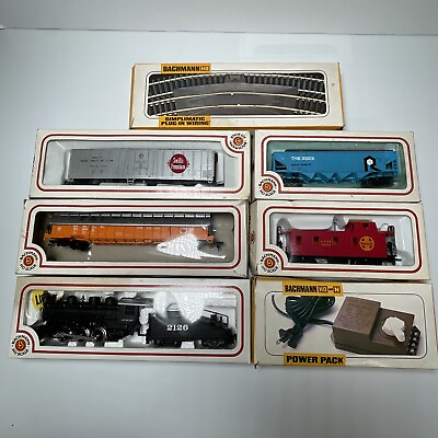#ad Vintage Bachmann HO Scale Model Trains Lot Set with ATamp;SF Locomotive Santa Fe $99.00