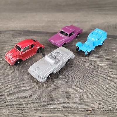 #ad Lot of 4 Tootsietoy Cars Antique Diecast Roadster Mercedes Red Volkswagen Beetle $19.95