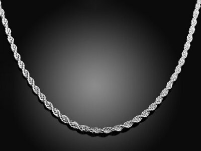 #ad Silver Sterling Plated Rope Chain Necklace Diamond Cut 2mm Men Women Rope Chain $12.99