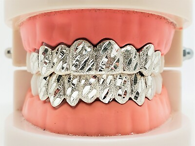 #ad Silver w Nugget Cut Custom Fit 18k Yellow Rose Gold Plated Real Grill Grillz $198.00