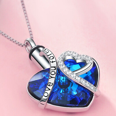 #ad Ashes Urn Necklace Cremation Jewellery Heart Pendent For Ashes Memorial Locket; $7.97