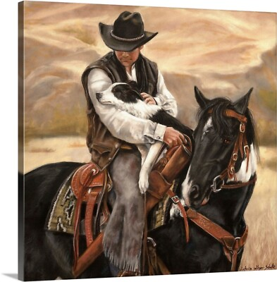 #ad All a Cowboy Needs Canvas Wall Art Print Dog Home Decor $125.99