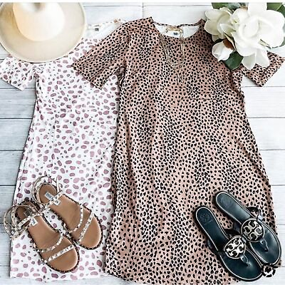 #ad Women Leopard Cotton simple comfy dress XS $15.00