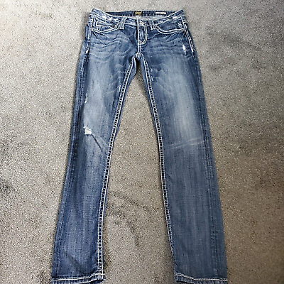 #ad Women#x27;s Anoname Paris Skinny Destructed Dark Faded Cotton Blue Jeans Size 29 $24.14