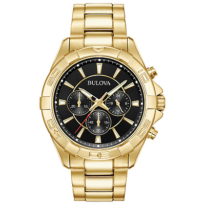 #ad Bulova Men#x27;s Classic Quartz Chronograph Gold Stainless Steel Watch 42mm 97A139 $125.99