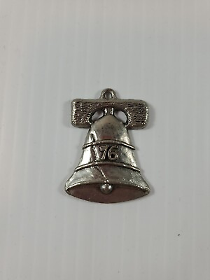 #ad Vintage Silver Tone USA 76 Liberty Bell Pendant $16.99