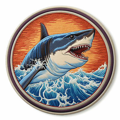 #ad Great White Shark Embroidered Patch Iron on Applique Clothing Vest Ocean Animal $6.87