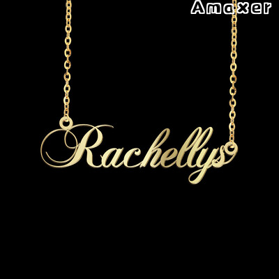 #ad Amaxer Initials Nameplate Custom Name Pendant Necklace Women Summer Gift Jewelry $6.99