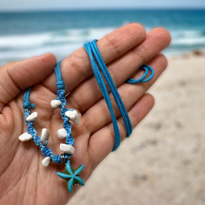 #ad Starfish necklace seastar necklace beach necklace blue necklace star fish $14.95