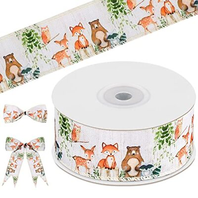 #ad Woodland Animal Theme Ribbon Forest Wired Baby Shower Ribbon Cute Animal Prin... $22.77