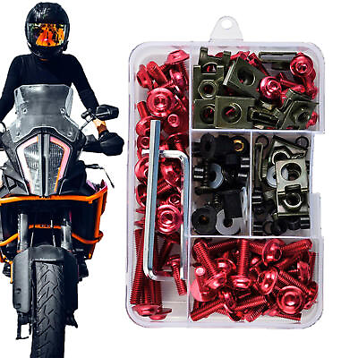 #ad 177Pcs Motorcycle Windscreen Fairing Bolt Kit Motorcycle Screws Bolt Aluminum $29.80