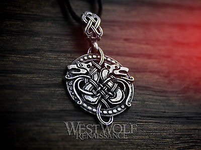 #ad Round Celtic Wolf Knotted Pendant 925 Sterling Silver Wolves Viking Norse $82.95