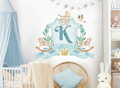 #ad Baby newborn Gift Initial Personalization Removable Wall Decal StickerBaby Decor AU $78.50