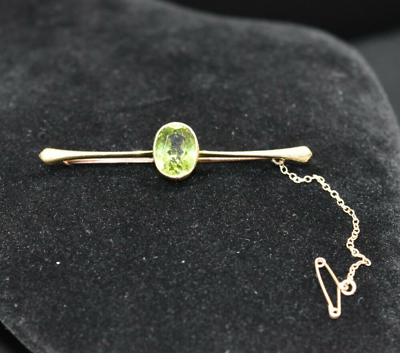 #ad Gold Antique 15ct 15K Stunning Gold Brooch w Large Central Peridot amp; Chain Clip AU $531.24