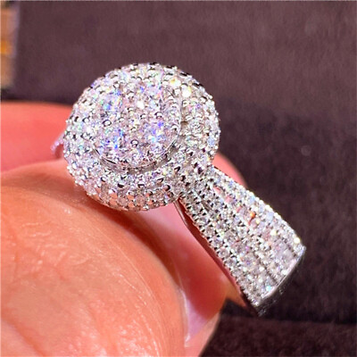 #ad Gorgeous 925 Silver Plated Ring Cubic Zircon Women Wedding Jewelry Gift Sz 6 10 C $3.28