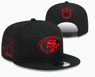#ad San Francisco 49ers Snapback Hat New Style Adjustable Fit Cap Black Red $24.99
