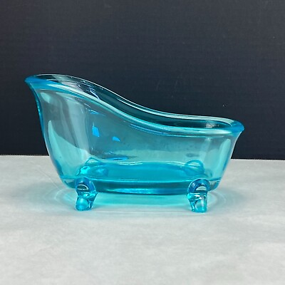 #ad Bath and Body Works Glass Bath Tub Aqua Blue $34.00