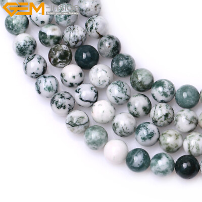 #ad 4mm 8mm Natural Green Moss Tree Agate Round Loose Beads For Jewelry Making 15quot; $2.87