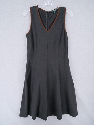 #ad Lauren Ralph Lauren Dress Womens Size S Small Gray A Line V Neck Flare $14.99