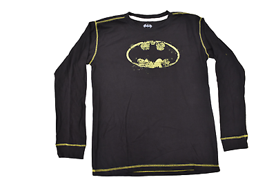 #ad Batman Mens Long Sleeve Thermal Distressed Print Logo Shirt New XL $9.99