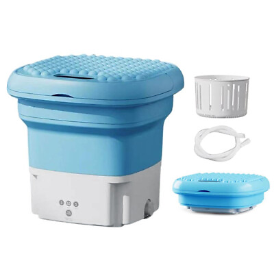 #ad #ad Mini Folding Washing Machine Portable For Clothes With Drain Basket Travel Q6N0 $19.65