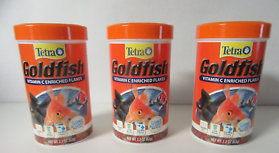 #ad 3 Pk Tetra Goldfish Fishfood Vitamin C Enriched Flakes amp; Cleaner Clearer Water $9.99