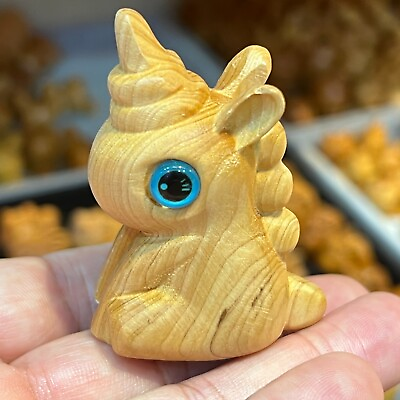 #ad 1PC Natural Thuja wood Hand Carved Cartoon Children#x27;s gift Crystal Reiki Healing $12.08