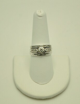 #ad 10K WHITE GOLD BRILLIANT DIAMOND RING CENTER STONE 0.3 CT 7.5 GOLD 1790 $790.21