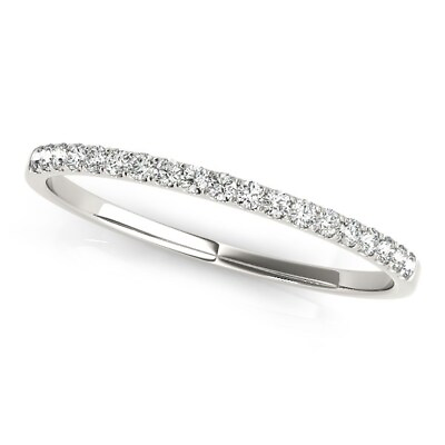 #ad 14k White Gold Slim Pave Set Diamond Wedding Band 1 8 cttw Fine Jewelry $578.59