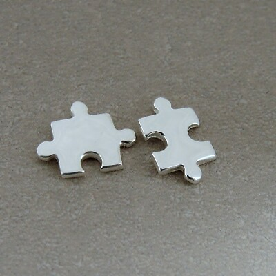 #ad Puzzle Piece Post Earrings 925 Sterling Silver Austism Symbol Ear Studs $13.95