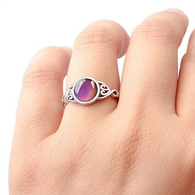 #ad Multicolor Mood Temperature Color Change Band Ring 925 Silver Jewelry Size 6 10 C $2.33